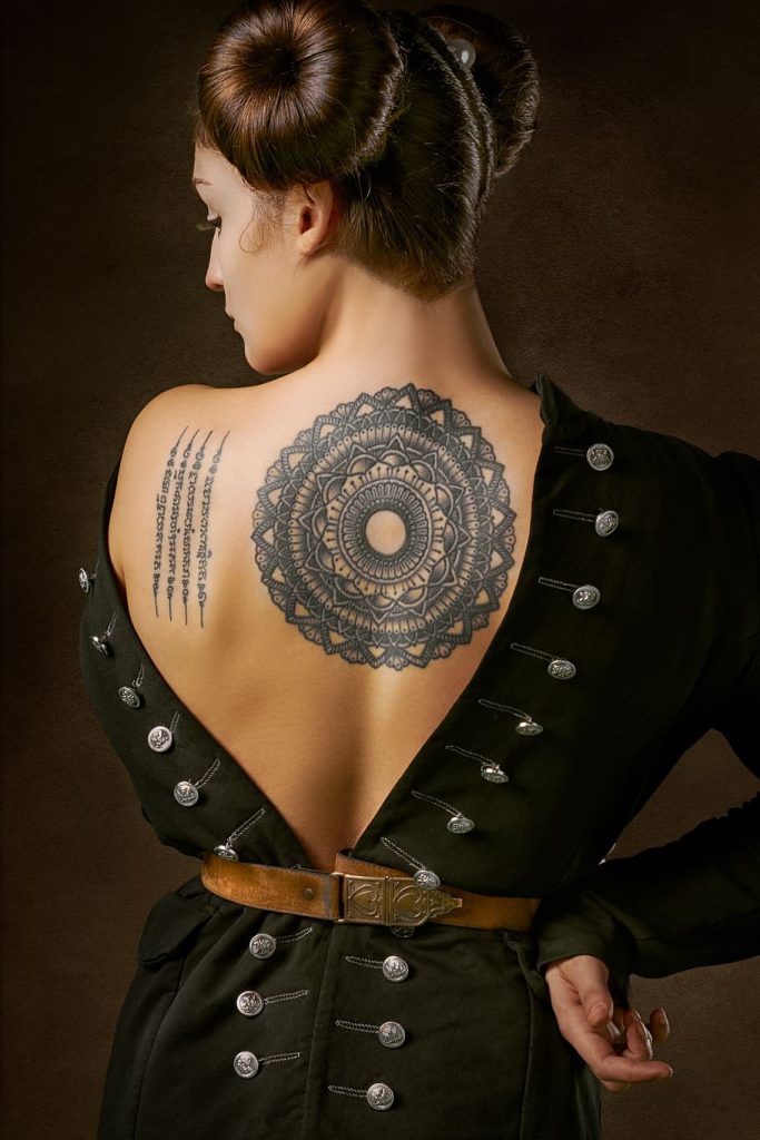 feminine back tattoo