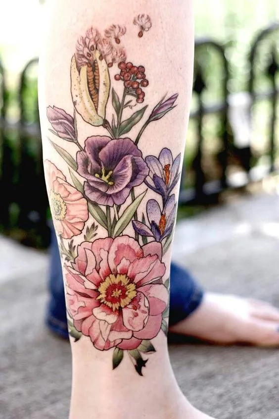 flower bouquet tattoo