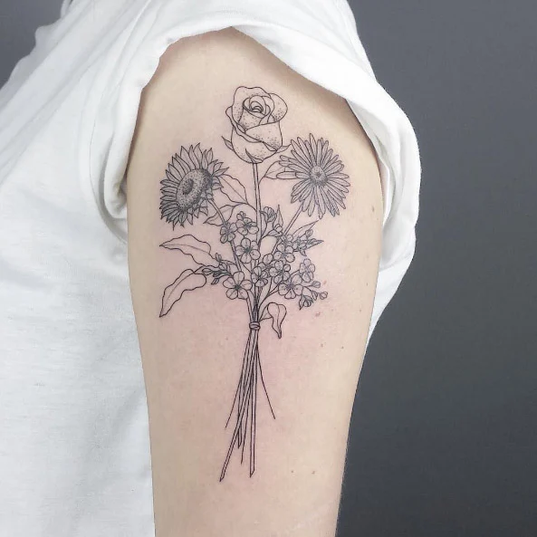 flower bouquet tattoo