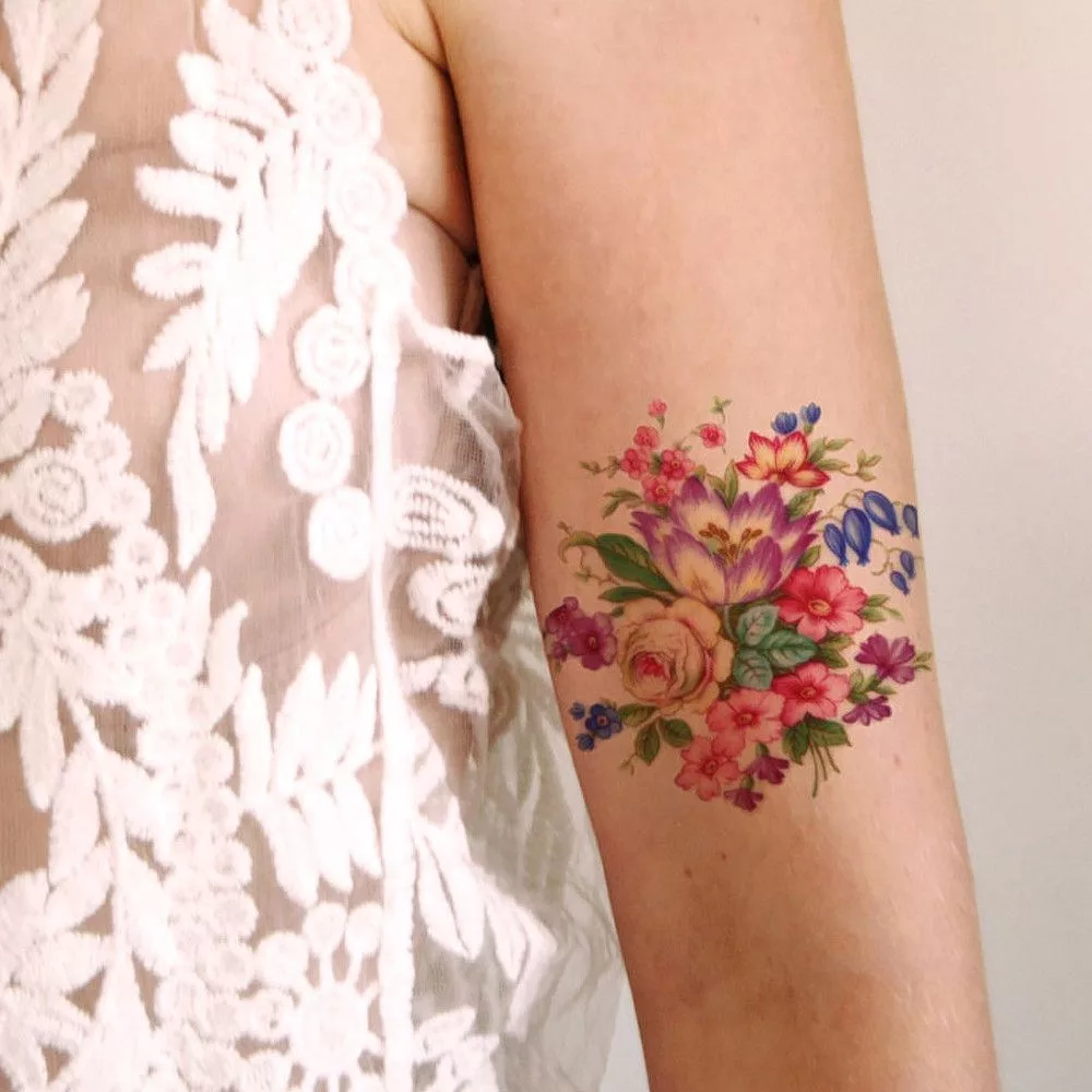 flower bouquet tattoo