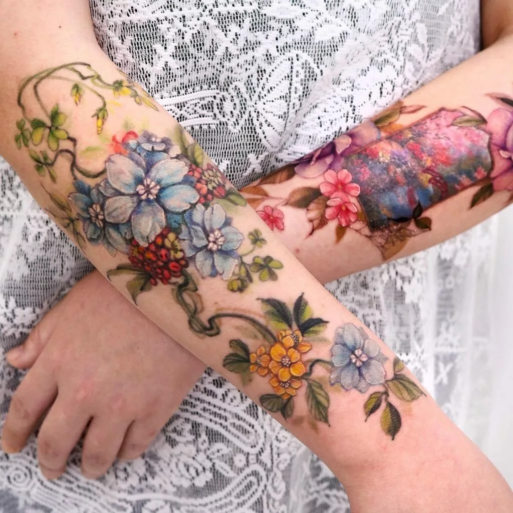 flower bouquet tattoo