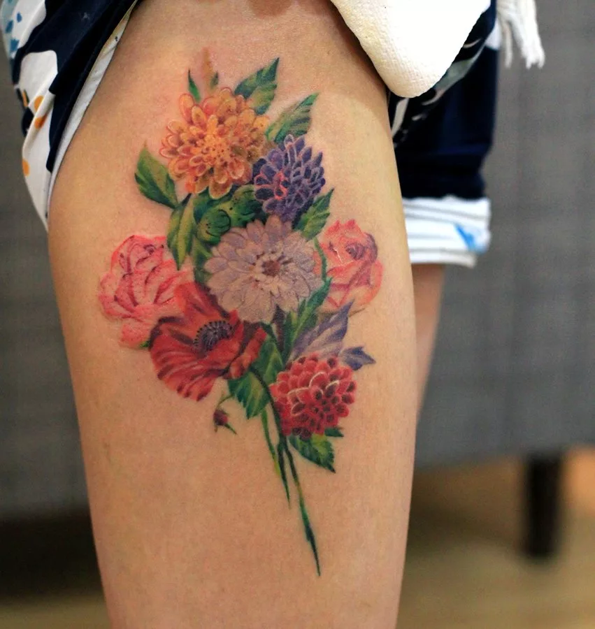 flower bouquet tattoo