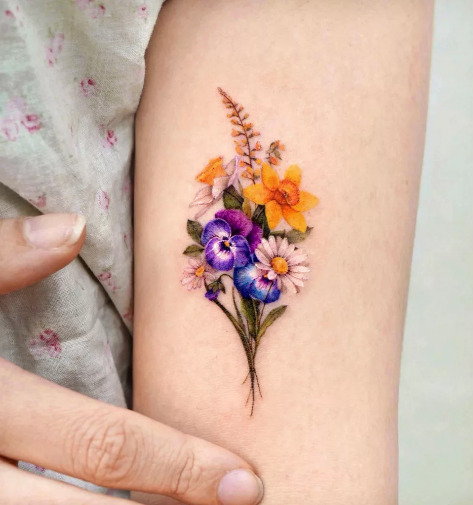 flower bouquet tattoo