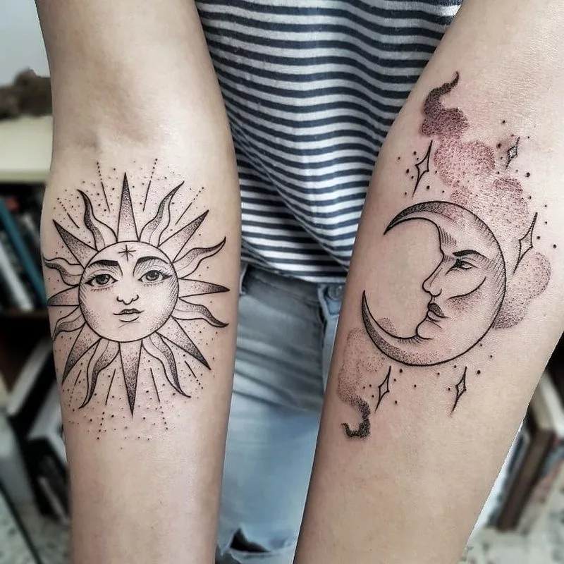 sun and moon tattoo