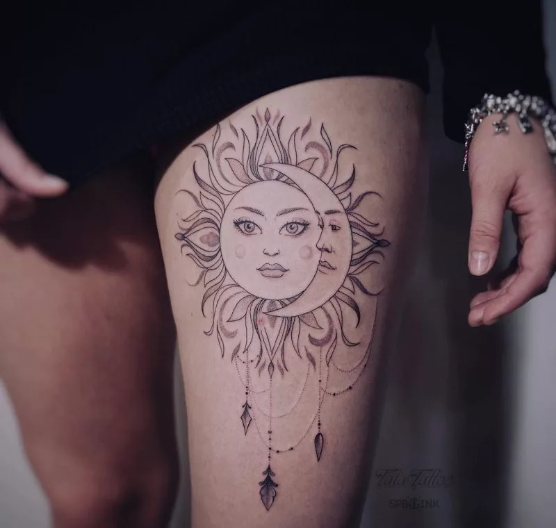 sun and moon tattoo