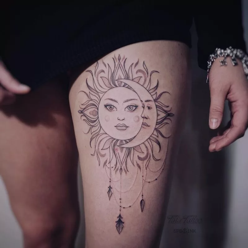 sun and moon tattoo