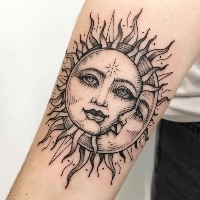 sun and moon tattoo